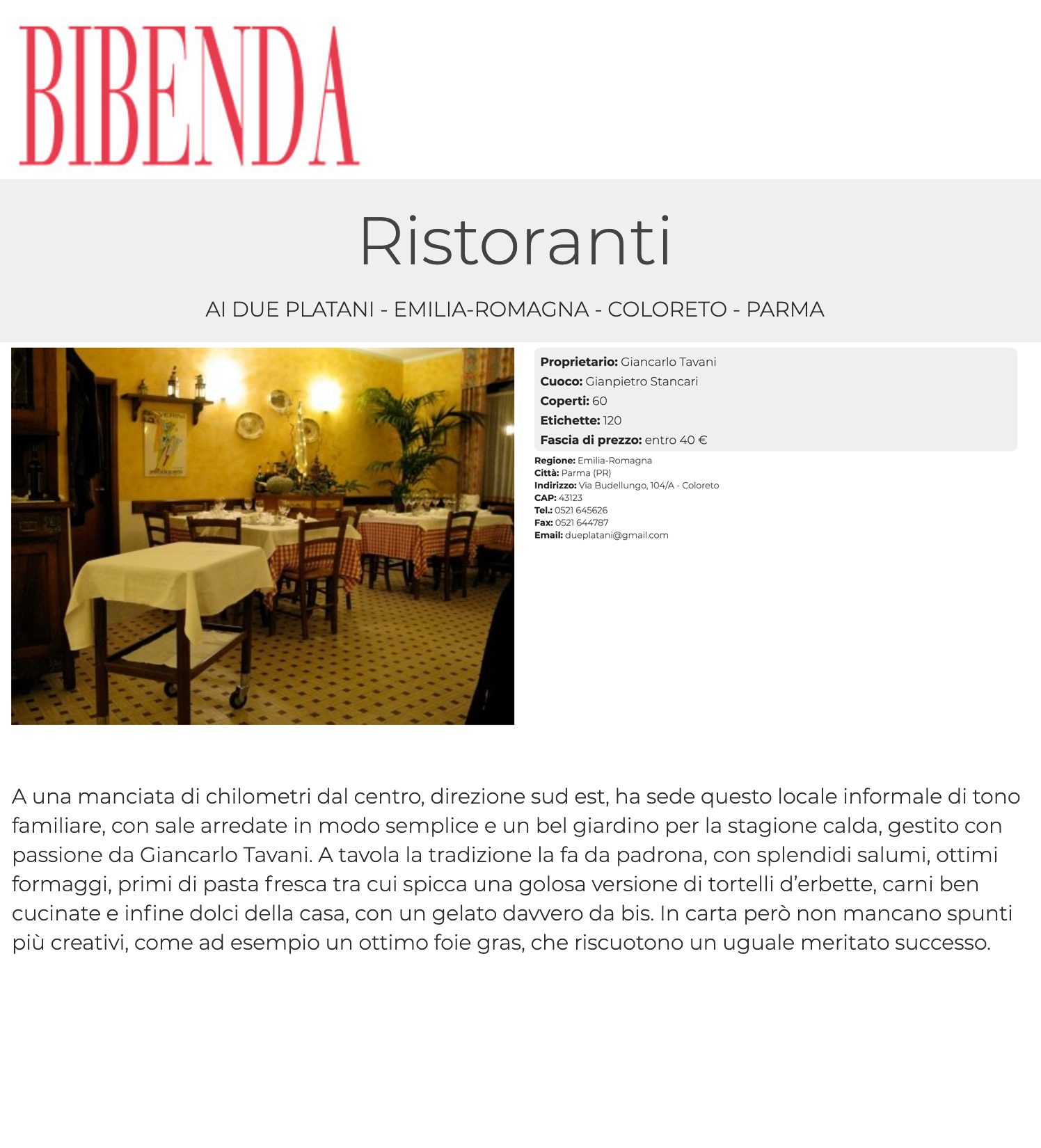 ai due platani bibenda