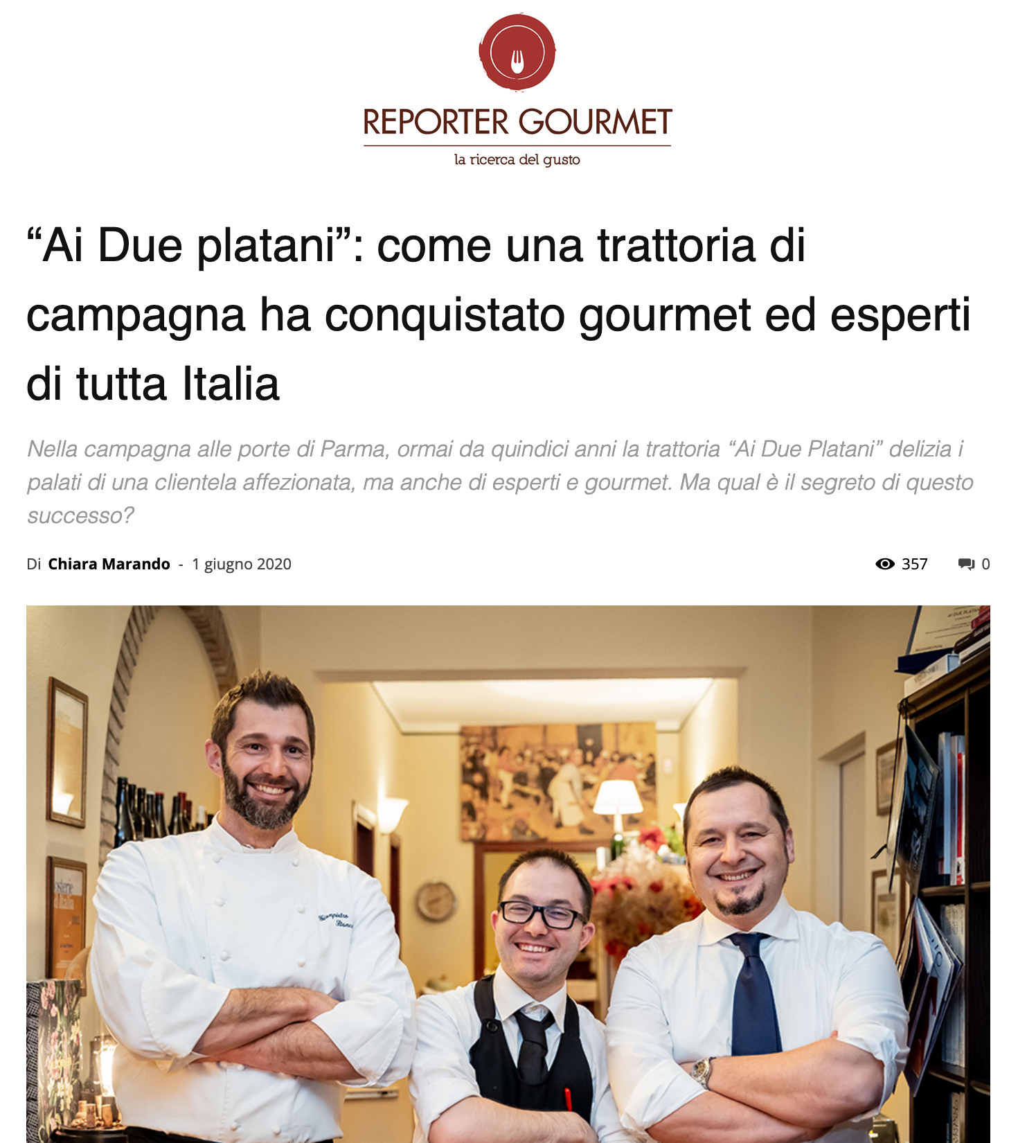 ai due platani Reporter Gourmet